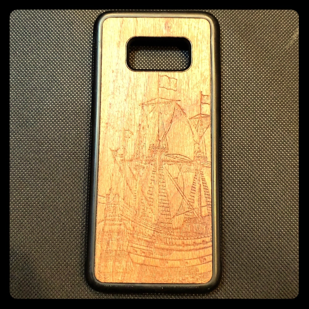 Wooden Galaxy S8 Case (engraved ship)